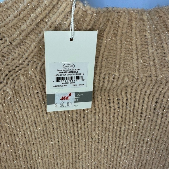 nwt Mud Pie Liara Lurex Sweater Blush Size Small - Picture 7 of 9